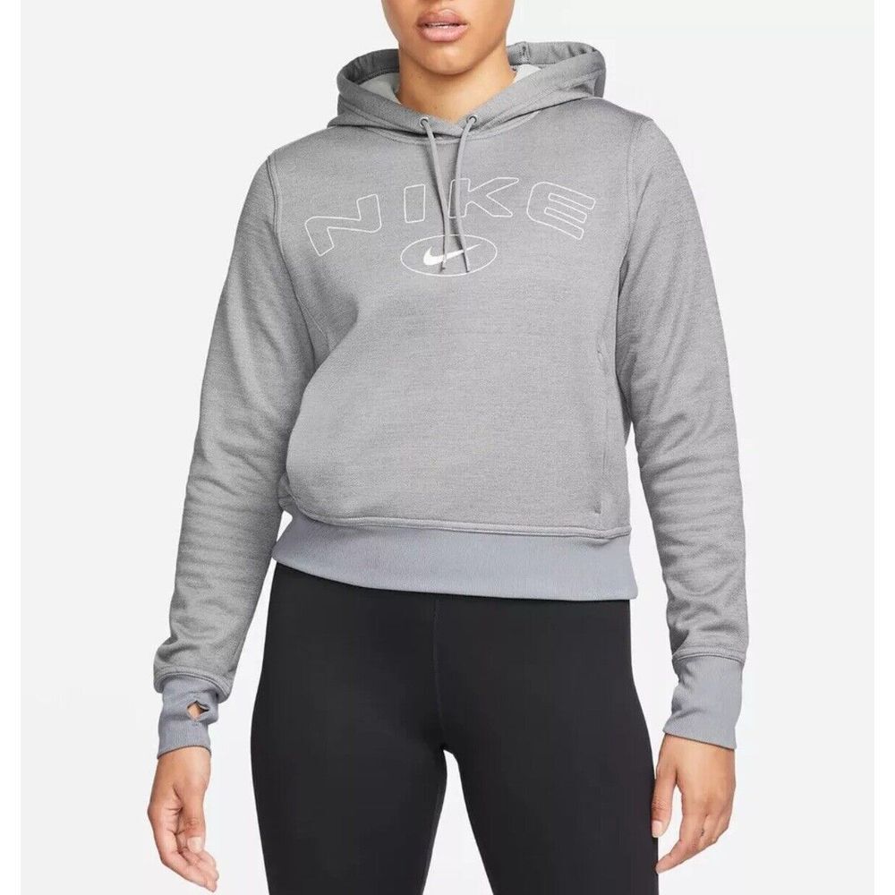 Nike Women Therma-FIT One Carbon Heather Gray Graphic Hoodie FB5222 Size XXL NWT